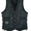 Leather Motorcycle Vest - Men's - Black - 10 Pocket - MV310-88-DL