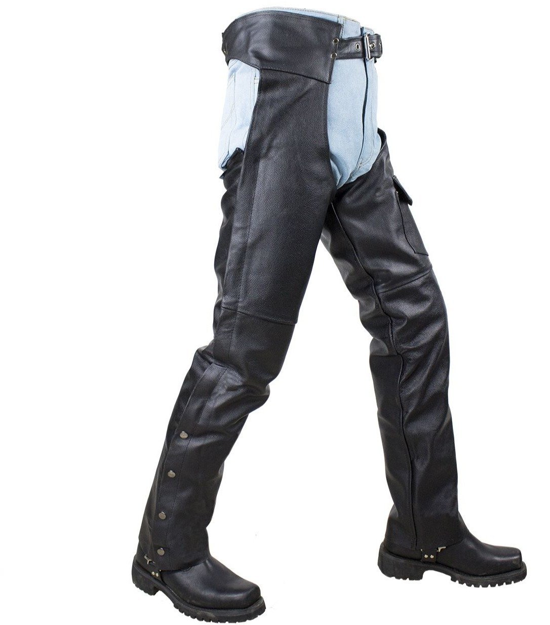 Plain Motorcycle Leather Chaps for Men or Women - SKU C4325-04-DL