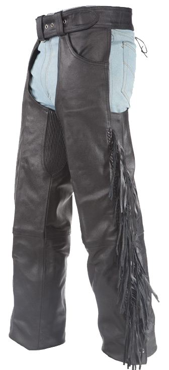 Leather Chaps - Braid and Fringe - Up To 10XL - Unisex - C337-RC-DL