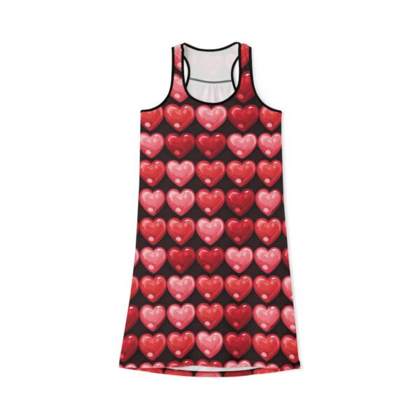 Puffy Hearts - Reds Pinks on Black - Women's Racerback Dress (AOP)