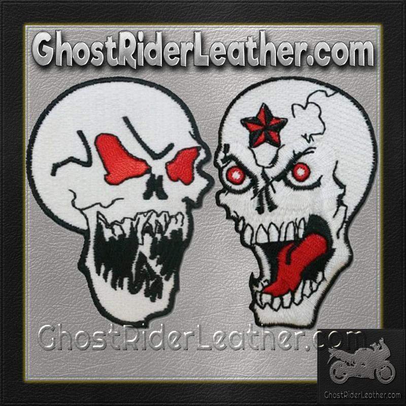 Vest Patches - Skull With Red Eyes and Evil Star Skull - PAT-D597-D598-DL