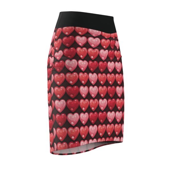 Puffy Hearts - Reds Pinks on Black - Women's Pencil Skirt (AOP)