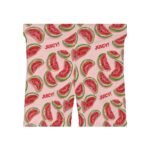 Watermelon Candy Slices - Red Green on Pink - Text Juicy - Women's Biker Shorts