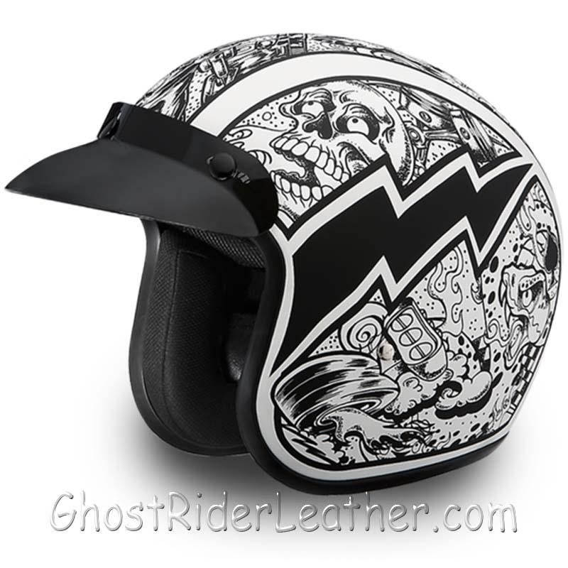 DOT Motorcycle Helmet - Graffiti - Open Face - Cruiser - DC6-G-DH