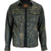 Leather Shirt - Men's - Distressed Brown - Up To 3XL - Concealed Carry Pockets - MJ777-12L-NEW-DL