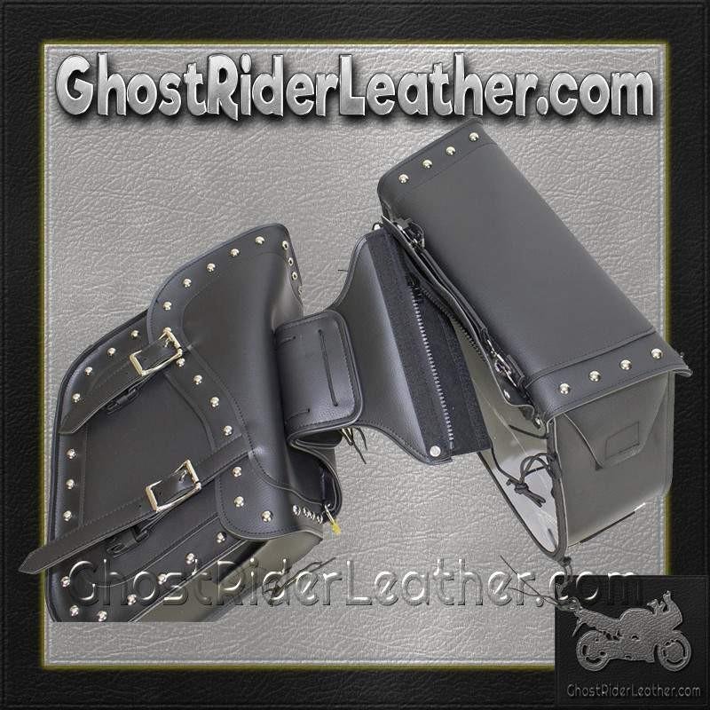 Saddlebags - PVC - Studs - Gun Pockets - Zip Off - SD4090-PV-DL