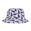 Doodle Eggplant Emoji - Text Schwing - Purple Green on White - Biker Bucket Hat