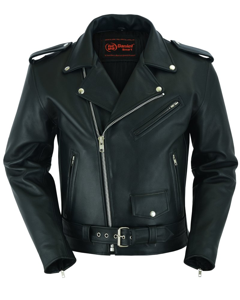 Leather Motorcycle Jacket - Men's - Armored - Up To 12XL - DS761-DS
