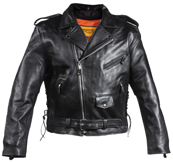 Naked Leather Motorcycle Police Style Jacket with Side Laces and Vents - Up To Size 72 - SKU MJ201-NK-DL