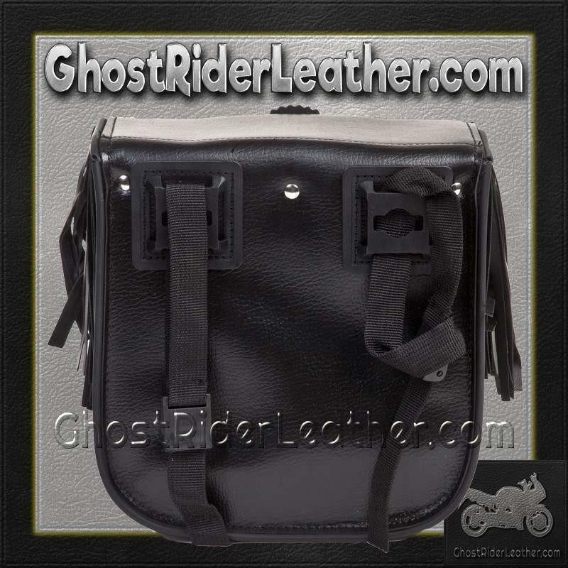 Motorcycle Leather Sissy Bar Bag with Fringe For Motorcycle Storage - SKU SB5004-LEATHER-DL