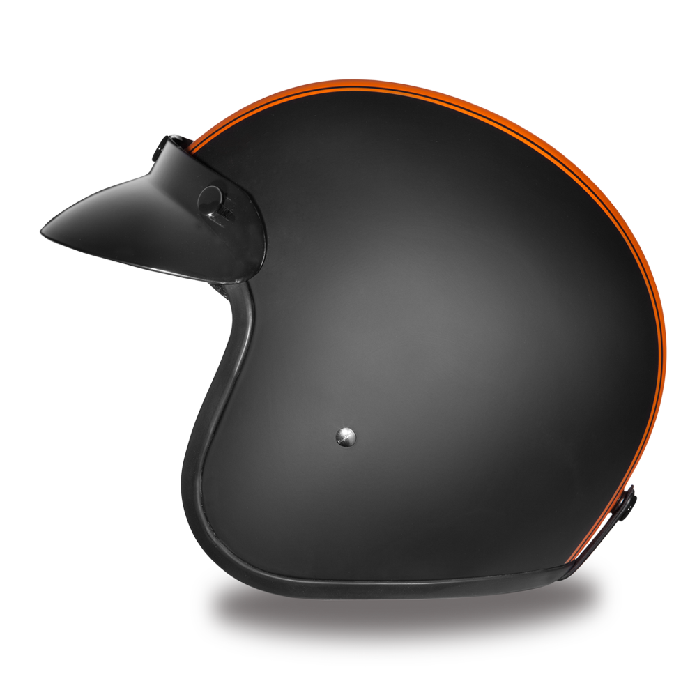 DOT Motorcycle Helmet - Orange Stripe - Open Face - Daytona - DC6-O-DH.