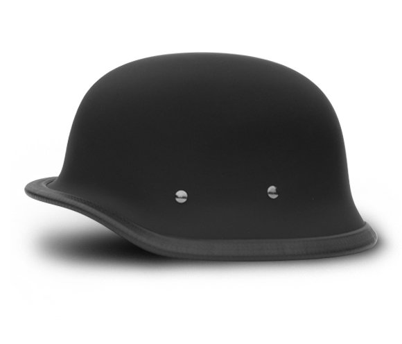 Novelty Motorcycle Helmet - Dull Flat Black - Big German - 1005B-DH