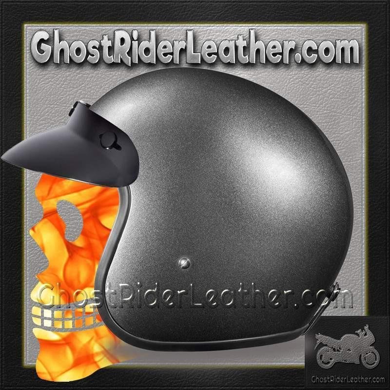 DOT Motorcycle Helmet - Gun Metal Metallic - Open Face - 3/4 - DC1-GM-DH