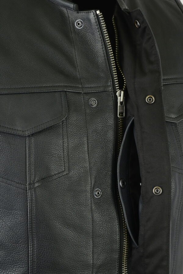 Leather Motorcycle Vest - Men's - Gun Pockets - Up To 12XL - Big and Tall - DS187-DS