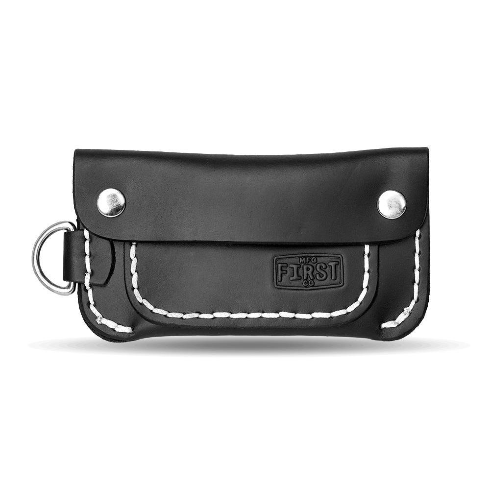 Half Trucker Leather Wallet - Brown - White Stitching - FIWALLET2