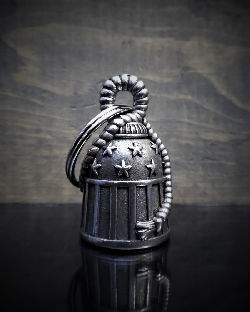 Stars and Stripes - Pewter - Motorcycle Gremlin Bell - Made In USA - SKU BB26-DS