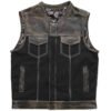Leather and Canvas Motorcycle Vest - Men's - Camo - Up To 5XL - Infantry - FIM666CAMO-FM