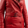 Fire Red Leather Trench Coat - Women's - Olivia - WBL3071-RED-FM