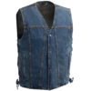 Denim Motorcycle Vest - Men's - Up To 8XL - Blue - Gambler - FIM618DM-FM