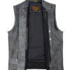 Gray Leather Motorcycle Vest - Men's - Club Style - Up To 64 - MR-MV7320-ZIP-16-DL