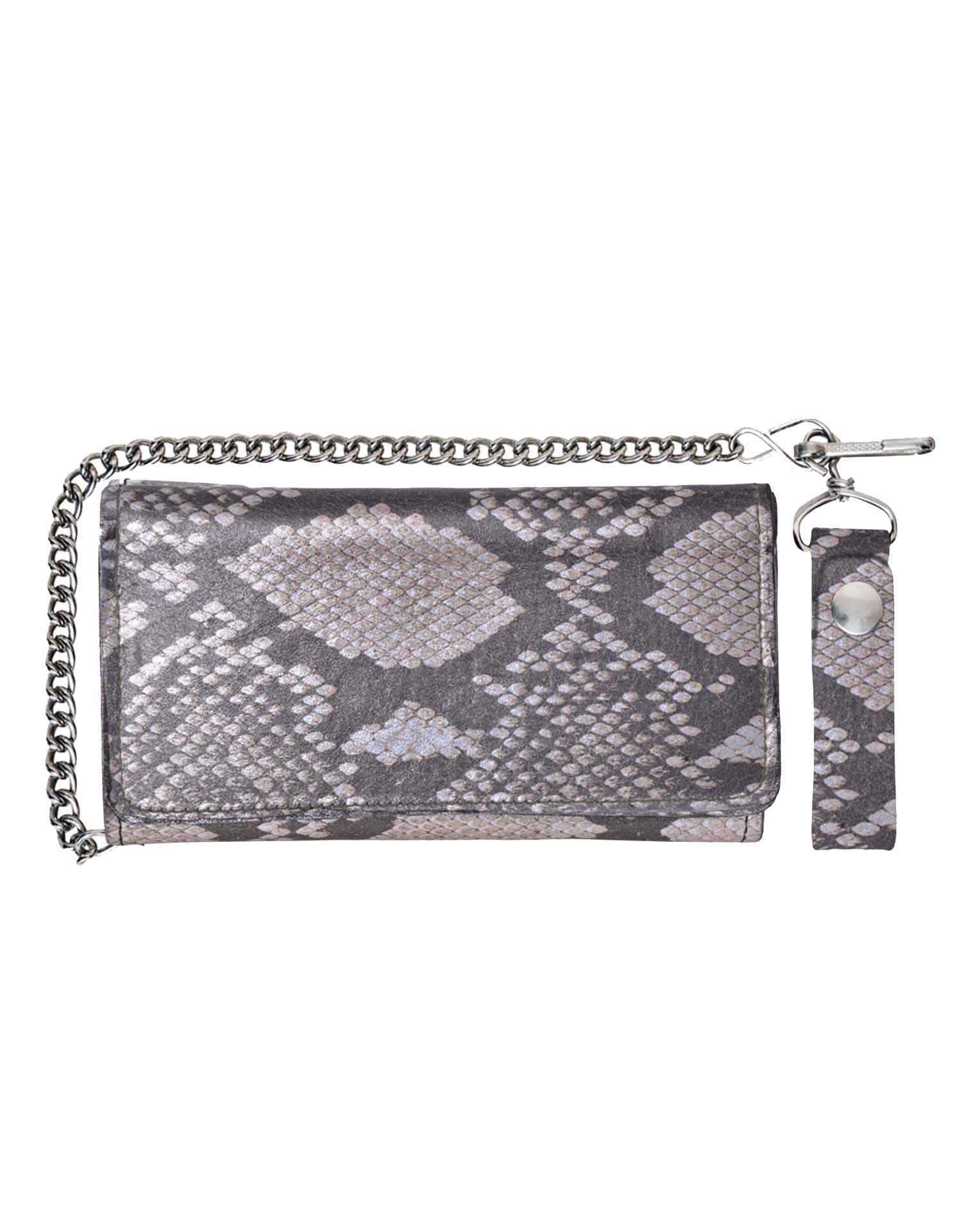 UNIK Leather Biker Chain Wallet With Snake Pattern - SKU 9092-00-UN