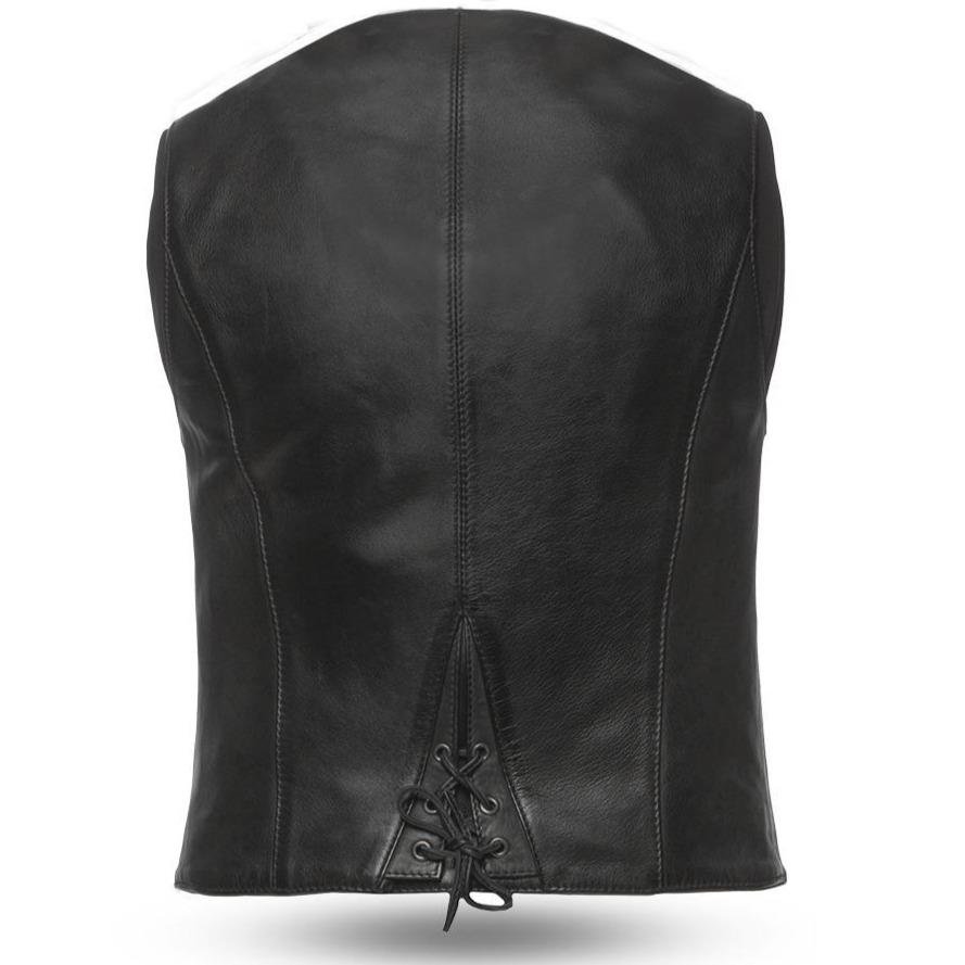 Leather Motorcycle Vest - Women's -  Whiskey or Black - Savannah - FIL544SDM-FM