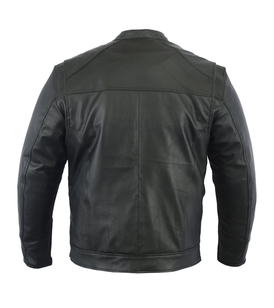 Men's Leather Cruiser Jacket - Concealed Carry Gun Pockets - DS735-DS. Up To Size 6XL