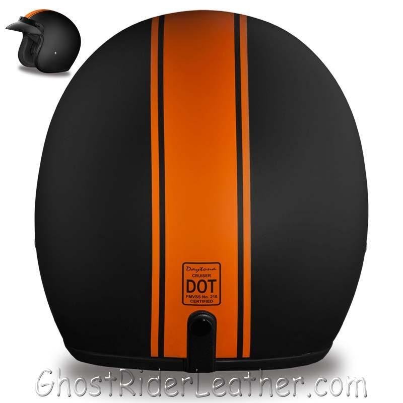 DOT Motorcycle Helmet - Orange Stripe - Open Face - Daytona - DC6-O-DH.