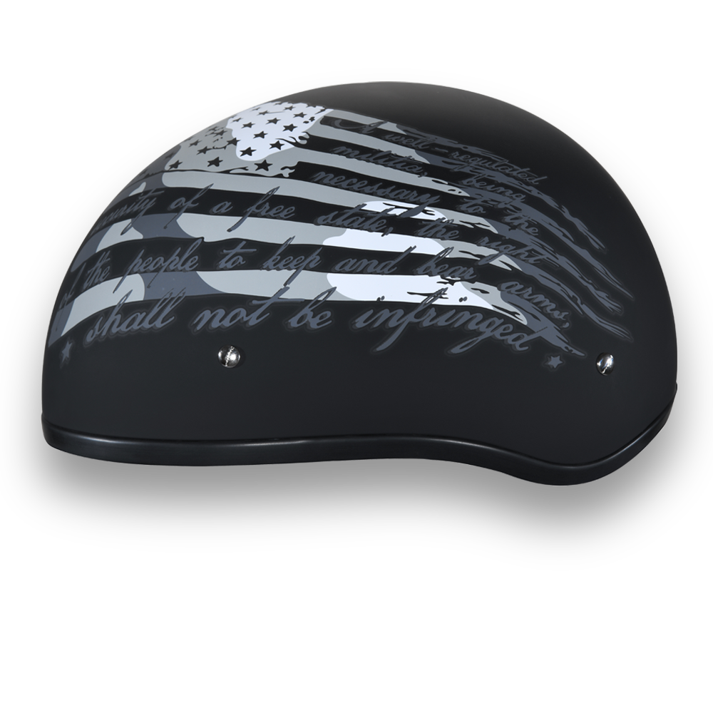 DOT Motorcycle Helmet - 2nd Amendment - Black - Guns - Shorty - D6-SA-DH
