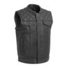 Leather Motorcycle Vest - Men's - Downside - Black Stitching - Up To 5X - FIM693-QLT-FM