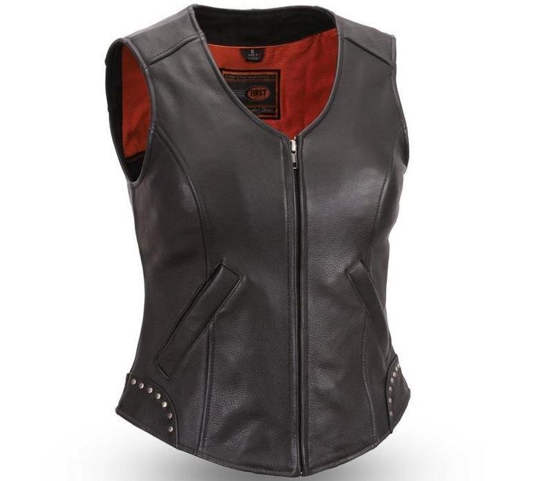 Motorcycle Leather Vest - Women's - Taylor - FIL560-NOC-FM Motorcycle Leather Vest - Women's - Taylor - FIL560-NOC-FM