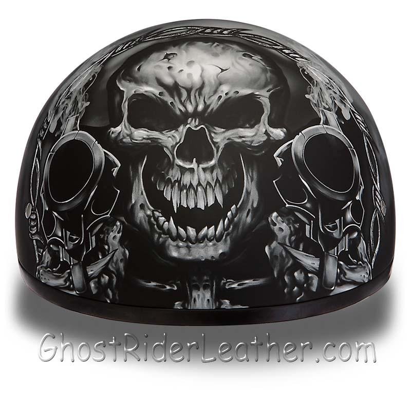 DOT Motorcycle Helmet - Skull - Smoking Guns - Shorty - D6-G-DH