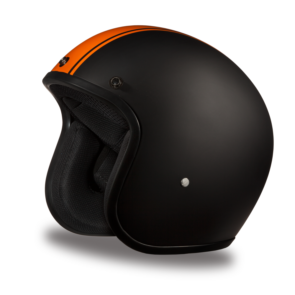 DOT Motorcycle Helmet - Orange Stripe - Open Face - Daytona - DC6-O-DH.