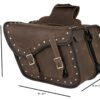 Saddlebags - Leather - Vintage Brown - Studs - Motorcycle Luggage - SD4065-STUD-BRN24-DL