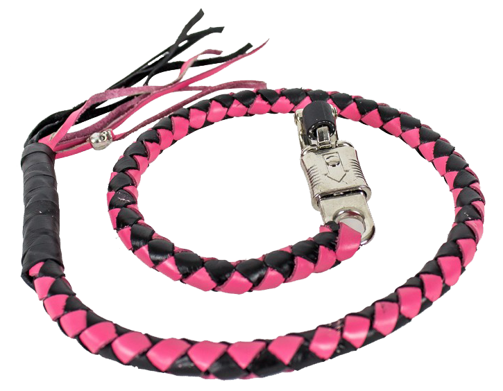 Get Back Whip in Pink and Black Leather - Motorcycle Accessories - GBW5-11-DL