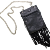 Black Leather Handbag - Belt Bag - Fringe - Chain - Small - BAG42-11-DL