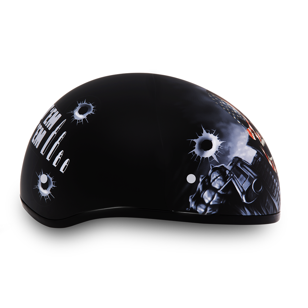 DOT Approved Motorcycle Helmet - Skull and Come Get 'Em - Shorty - D6-CG-DH