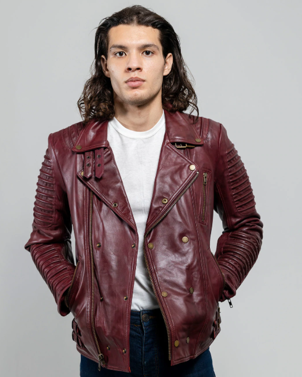 Leather Fashion Biker Jacket - Men's - Six Colors - Brooklyn - WBM2806-FM