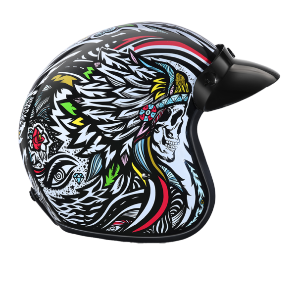 DOT Motorcycle Helmet - Tribal Design - Open Face - Cruiser - DC6-T-DH