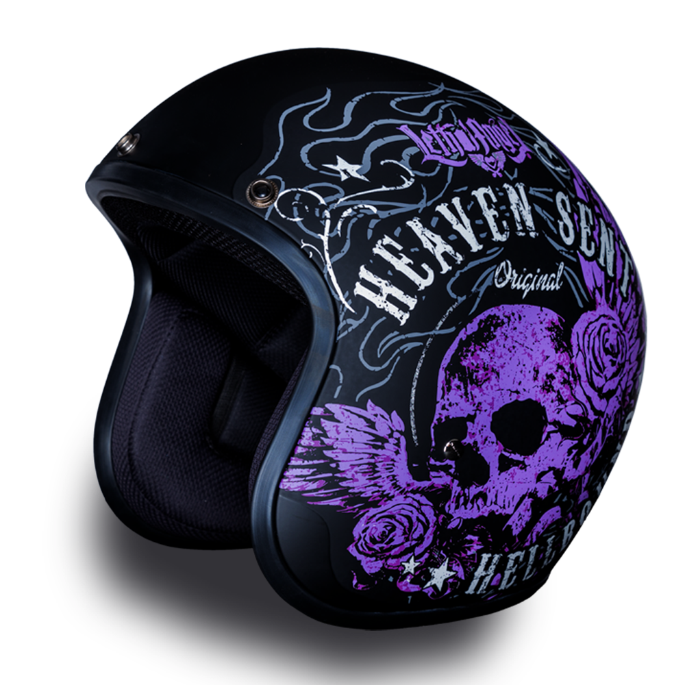 DOT Motorcycle Helmet - Purple Heaven Sent - Open Face - 3/4 - DC6-HS-DH