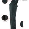 Men's Leather Chaps - Motorcycle - Unisex - Big - Up To 10XL - DS-400-DS