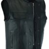 Leather Motorcycle Vest - Men's - Gun Pockets - Up To 12XL - No Collar - Big and Tall - AM9193-DS