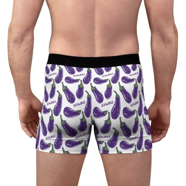 Doodle Eggplant Emoji - Purple Green on White - Text Schwing - Men's Boxer Briefs