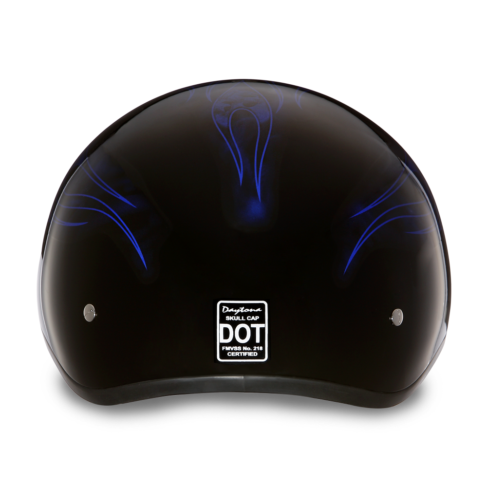 DOT Motorcycle Helmet - Skull Blue Flames - Shorty - D6-SFB-DH