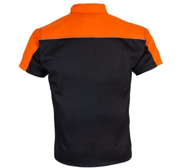 Motorcycle Mechanic Shirt - Men's - Black and Orange - Up To Size 4XL - MECS-BLK-ORANGE-DL.