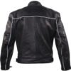 Men's Motorcycle Leather Jacket - Reflective Piping - MJ780-BLK-DL