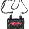 Leather Belt Bag - Red - Rose Design - Handbag - BAG35-EBL6-RED-DL