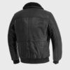 Leather Coat - Men's - Black - Fashion Leather Jacket - Map Lining - Bomber - WBM219BP-MAP-BLK-FM