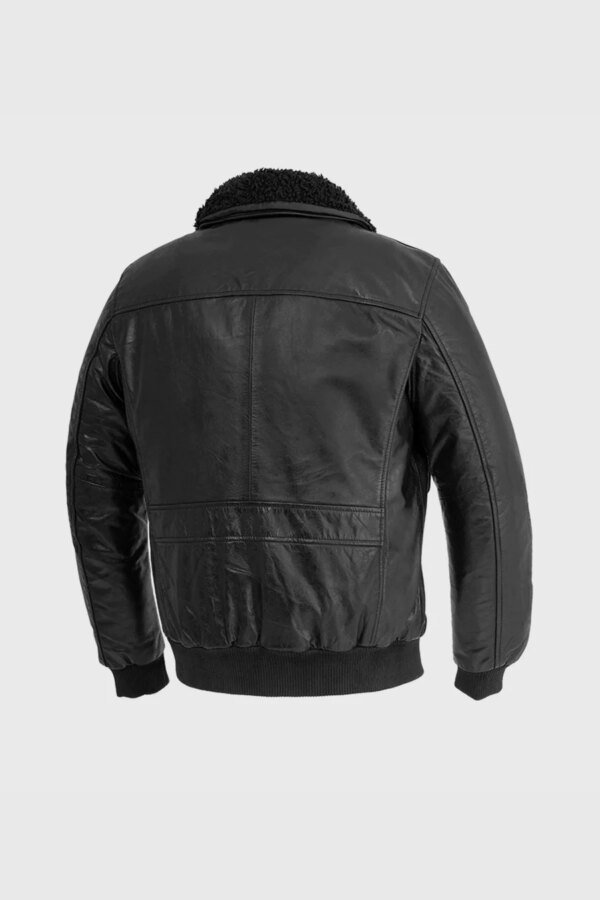 Leather Coat - Men's - Black - Fashion Leather Jacket - Map Lining - Bomber - WBM219BP-MAP-BLK-FM