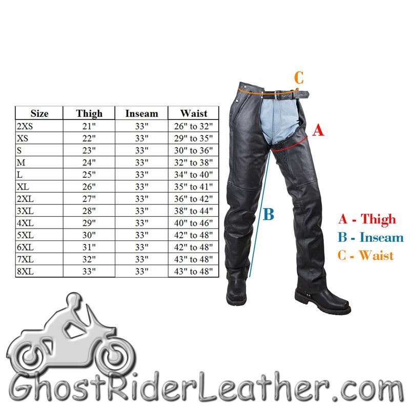 Leather Chaps - Men's or Women's - Removable Liner - Split Leather - C4334-04-DL